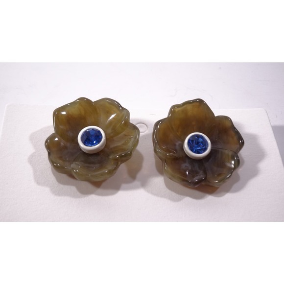 Banana Republic Women's Lucite RESIN FLOWER STUD EARRINGS NWT 48 Tortoise - Picture 2 of 12